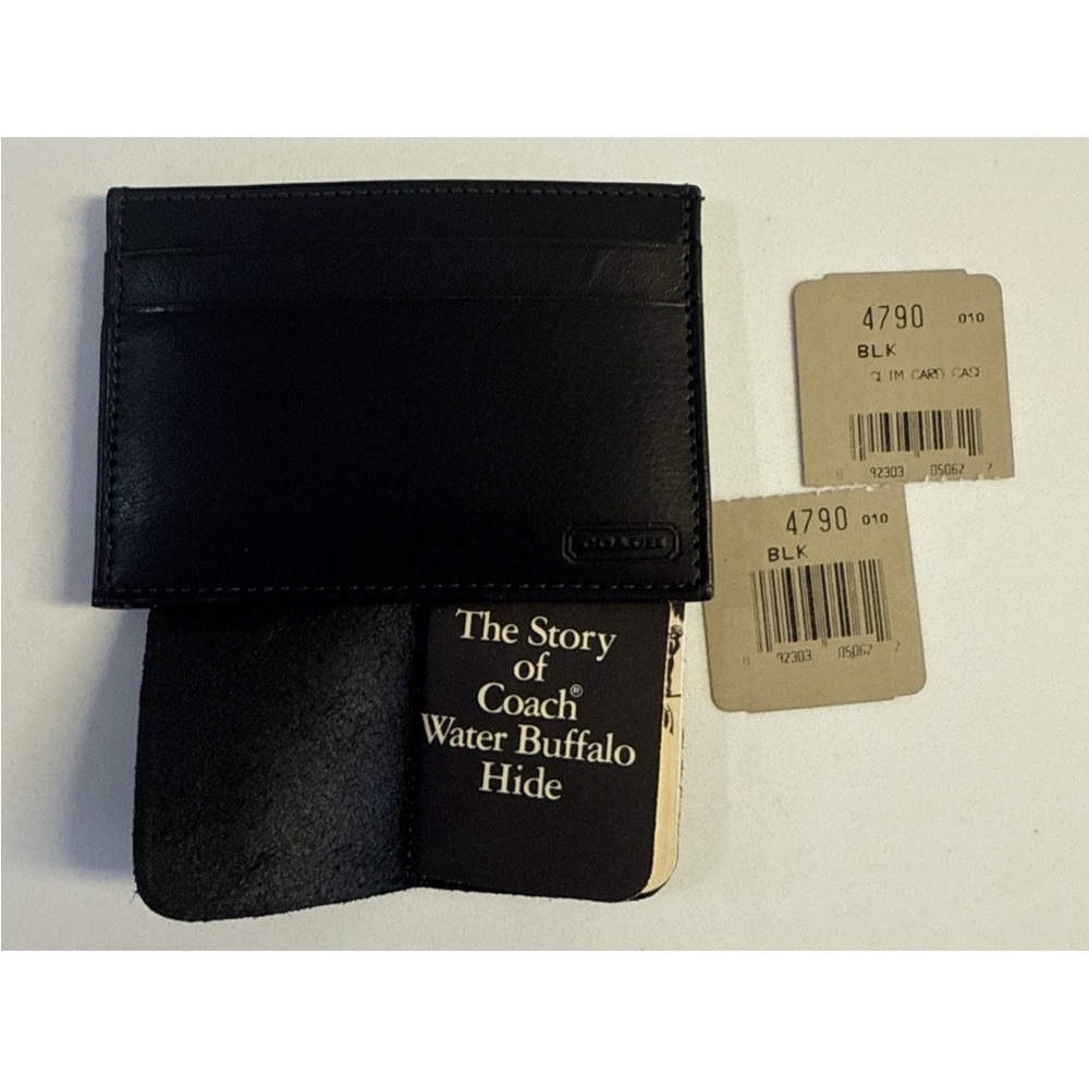 NWT Coach Vintage Water buffalo Slim card case holder wallet black #4790